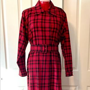 Custom Tailored Plaid Midi Dress with Matching Belt